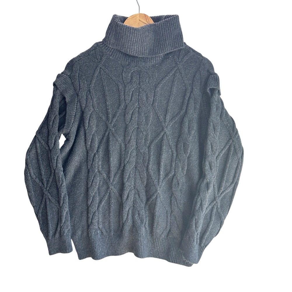 And Now This Sweater Gray Cable Knit Turtleneck Pullover Cozy 1X NWOT